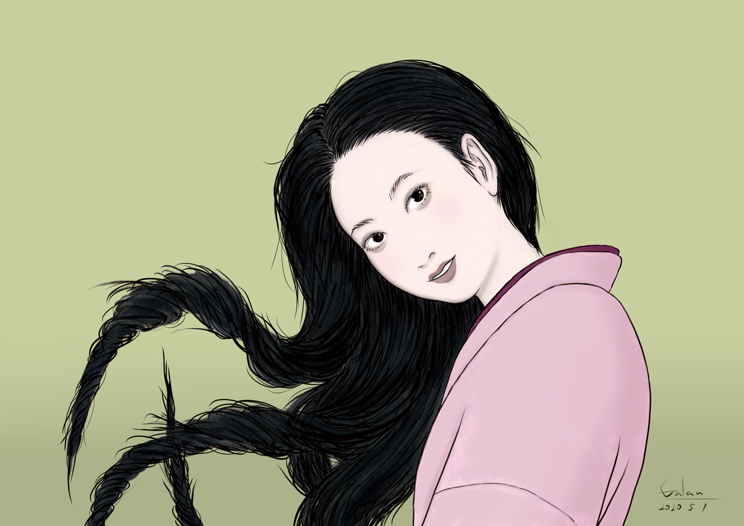巻き髪の女（color） MAKIGAMI