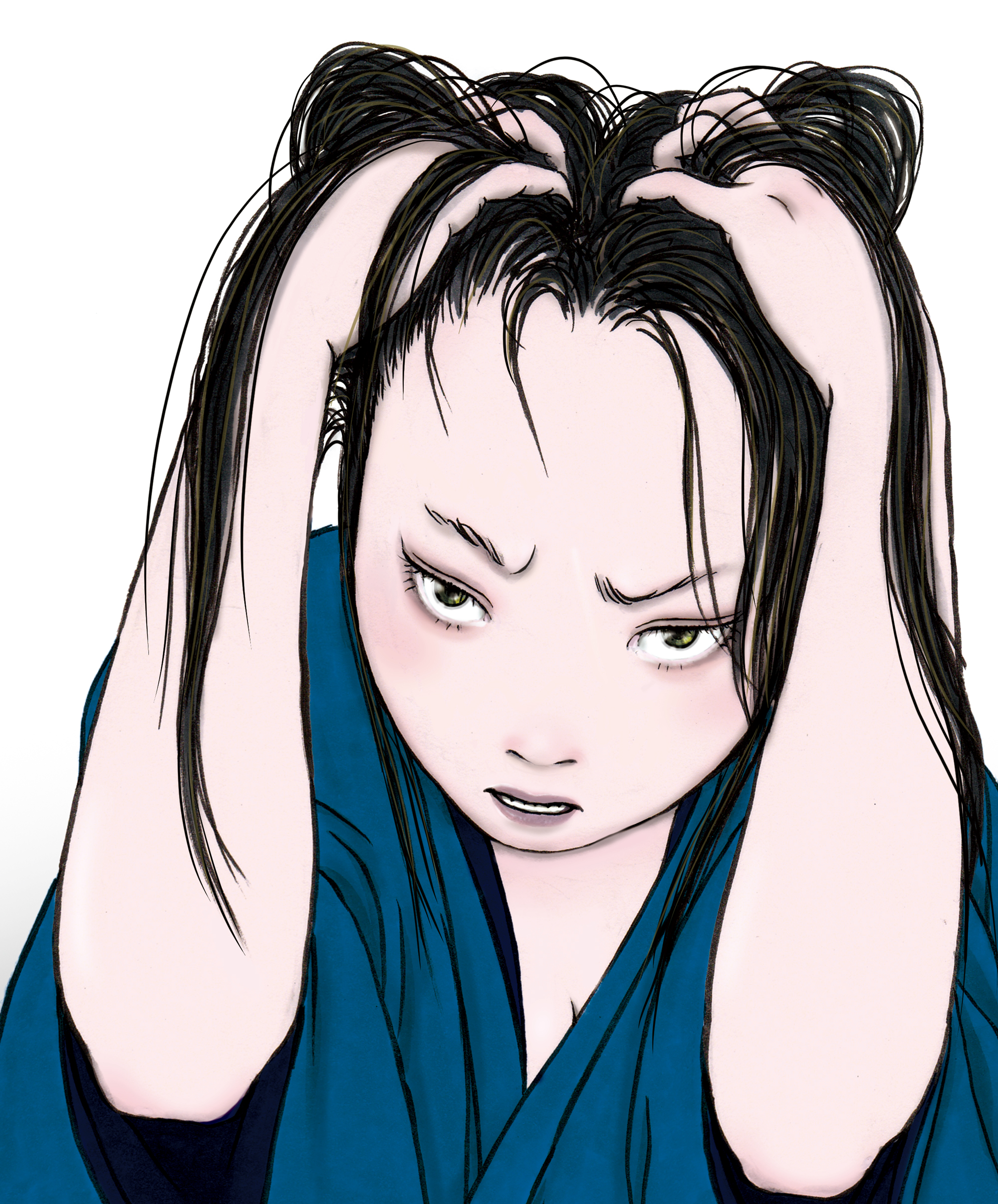 頭をかきむしる女（color） KAKIMUSHIRU