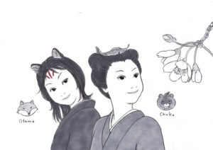 キャラクター紹介 お玉と茶子 KITSUNE&TANUKI